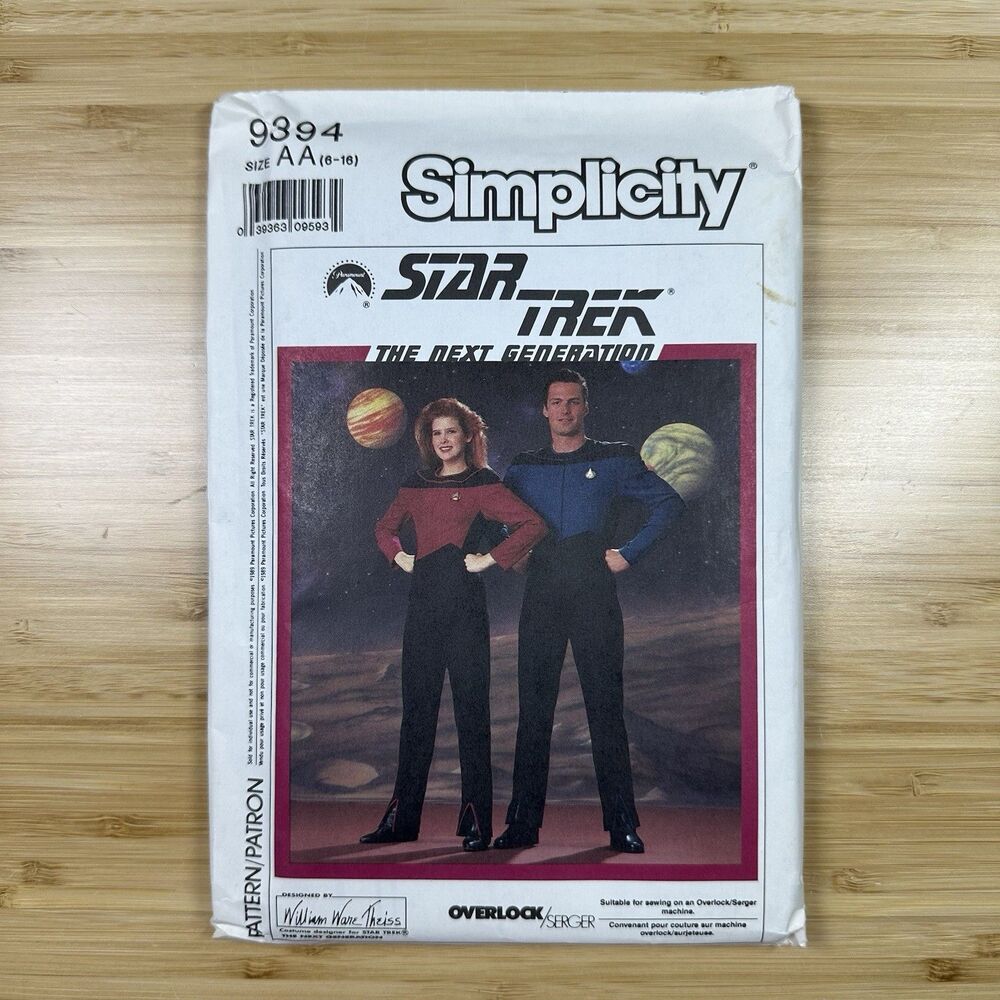 Star Trek Vtg Costume Pattern Simplicity #9394 Size AA 6-16 Jumpsuit Uncut 1989